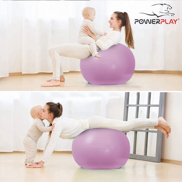 М'яч для фітнесу та йоги (фітбол) Power Play Gymball d-65см фіолетовий + насос PP_4001_65_Lilac фото