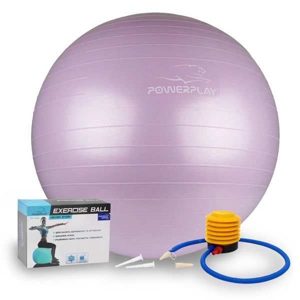 М'яч для фітнесу та йоги (фітбол) Power Play Gymball d-65см фіолетовий + насос PP_4001_65_Lilac фото