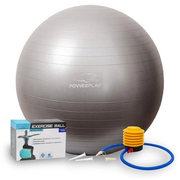 М'яч для фітнесу та йоги (фітбол) Power Play Gymball d-75см сріблястий + насос PP_4001_75_Silver фото