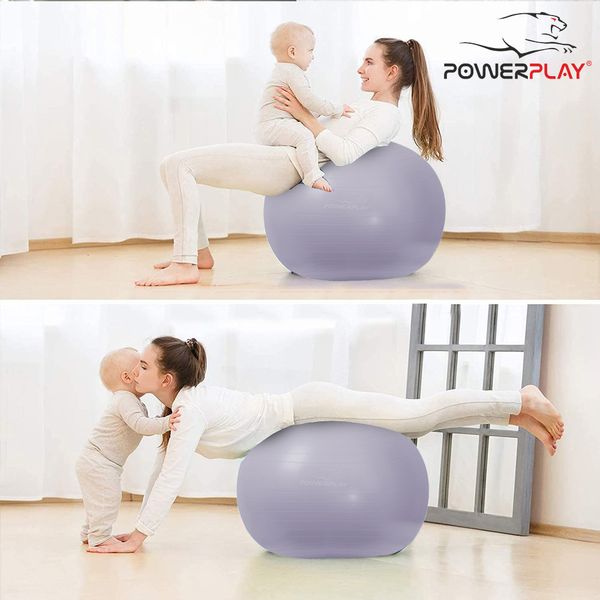 Мяч для фитнеса и йоги (фитбол) Power Play Gymball d-75см голубой + насос PP_4001_75_Blue фото