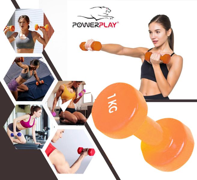 Гантель для фитнеса виниловая Power Play Achilles 1 кг PP_4125_1kg фото