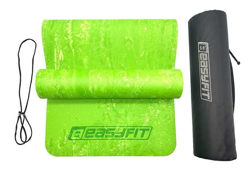Килимок для йоги та фітнеса 8 мм EasyFit PER Premium Mat салатовий + чохол EF-1930s-1-GN фото