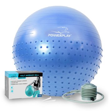 Мяч для фитнеса полумассажный (фитбол) Power Play Gymball d-65см синий + насос PP_4003_65_Blue фото