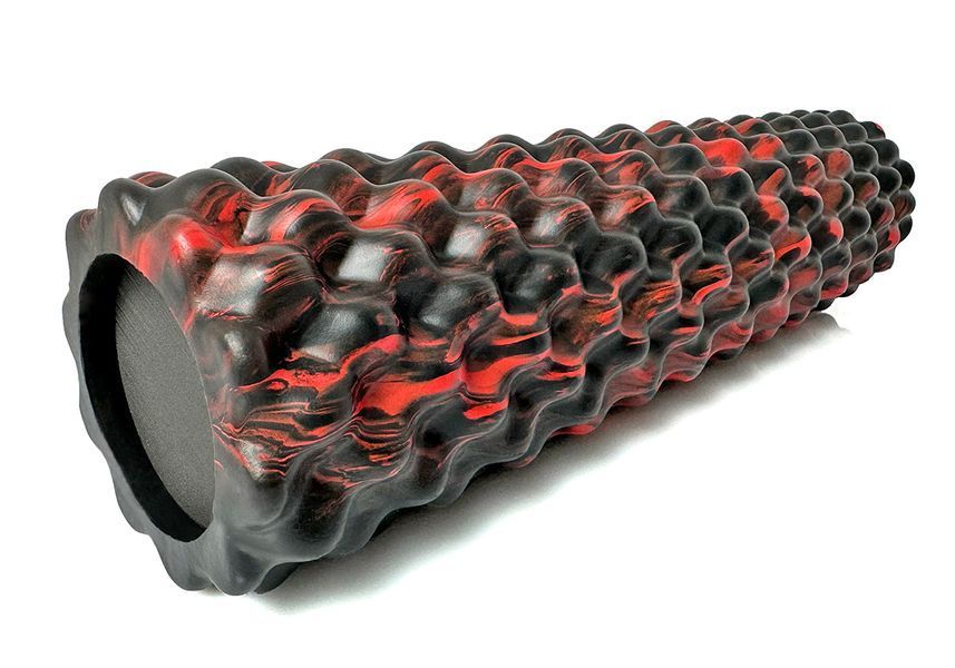 Валик для масажу спини рук та ніг EasyFit Bubbles 45 см чорно-чеывоний EF-2063 фото