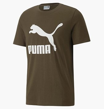 Футболка мужская Puma Classics Logo Tee 530089 62 deep olive 530089_62 фото