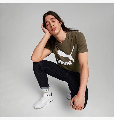 Футболка мужская Puma Classics Logo Tee 530089 62 deep olive 530089_62 фото