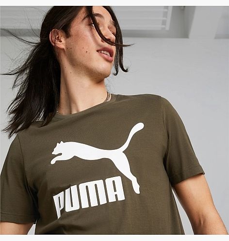 Футболка чоловіча Puma Classics Logo Tee 530089 62 deep olive 530089_62 фото