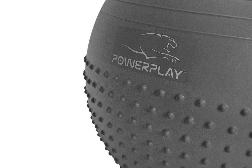 М'яч для фітнесу напівмасажний (фітбол) Power Play Gymball d-65см сірий + насос PP_4003_65_Light-grey фото