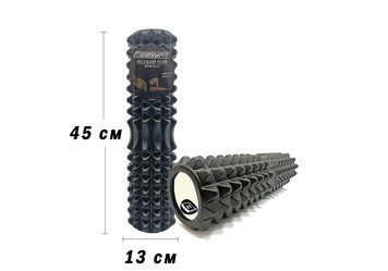 Масажний ролик із поглибленням для хребта EasyFit Grid Roller 45 см v.1.2 чорний EF-2028-BK фото