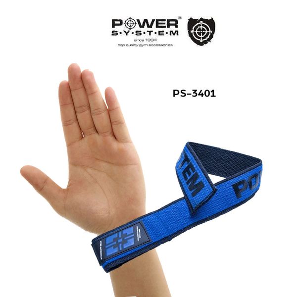 Лямки для тяги Power System Lifting Straps Duplex PS-3401 чорно-сині 3401BU-0 фото