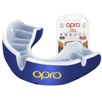 Капа боксерская Opro Gold взрослая (возраст 11+) сине-белая Gold_Blue/Pearl фото