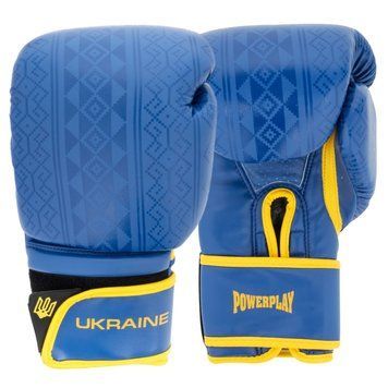 Боксерские перчатки Power Play Ukraine сине-желтые PP_3021_12oz_Blue-Yellow фото