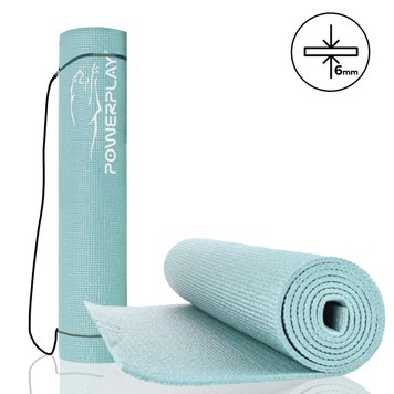 Килимок для фітнесу та йоги Power Play Yoga Mat м'ятний (173смx61смx0.6см) PP_4010_Mint_(173*0,6) фото