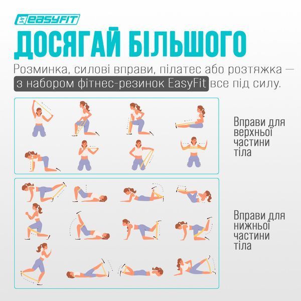 Резинки для фитнеса, ленты опопр EasyFit набор из 5 штук 2.5-20кг EF-1813 фото