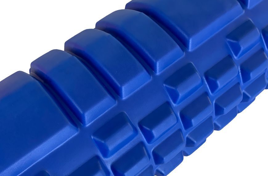 Массажный ролик 33 см EasyFit Grid Roller v.1.1 усиленный с крышками синій EF-2020a-BL фото