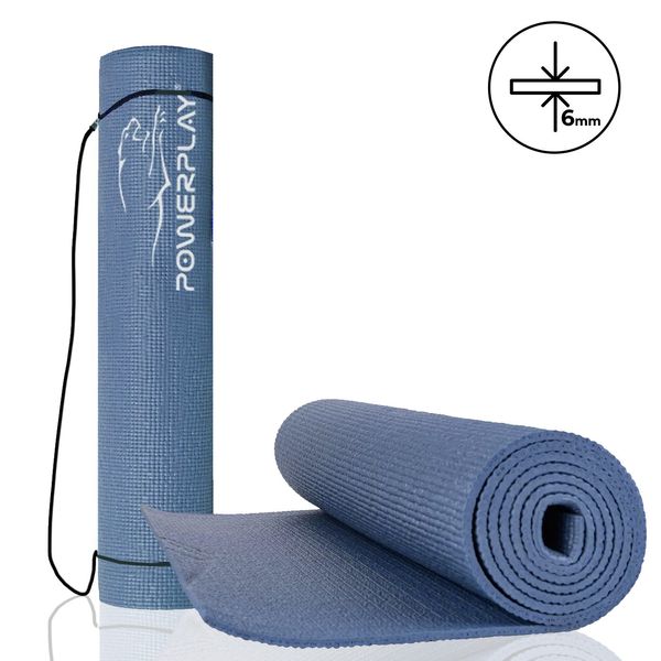 Коврик для фитнеса и йоги Power Play Yoga Mat темно-синий (173смx61смx0.6см) PP_4010_Navy_(173*0,6) фото