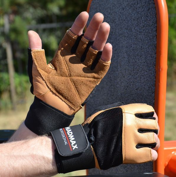 Перчатки для фитнеса и зала Mad Max MFG-269 Professional черно-коричневые MFG-269-Brown фото