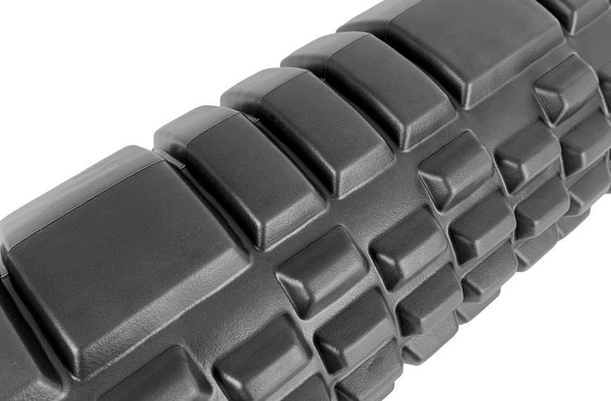 Массажный ролик 33 см EasyFit Grid Roller v.1.1 усиленный с крышками чорний EF-2020a-BK фото