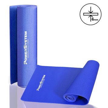 Килимок для фітнесу та йоги Power System Fitness-Yoga Mat PVC синій (173смx61смx0.6см) PS-4014_Blue фото