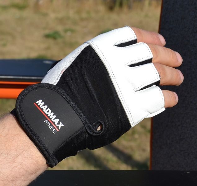 Рукавички для фітнесу та залу Mad Max MFG-444 Fitness чорно-білі MFG-444-White фото