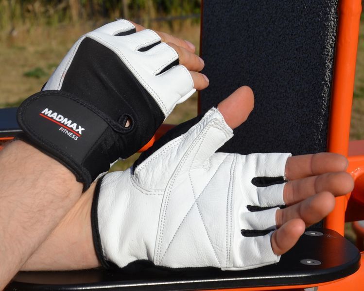 Рукавички для фітнесу та залу Mad Max MFG-444 Fitness чорно-білі MFG-444-White фото