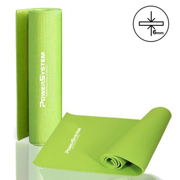 Коврик для фитнеса и йоги Power System Fitness-Yoga Mat PVC зелений (173смx61смx0.6см) PS-4014_Green фото