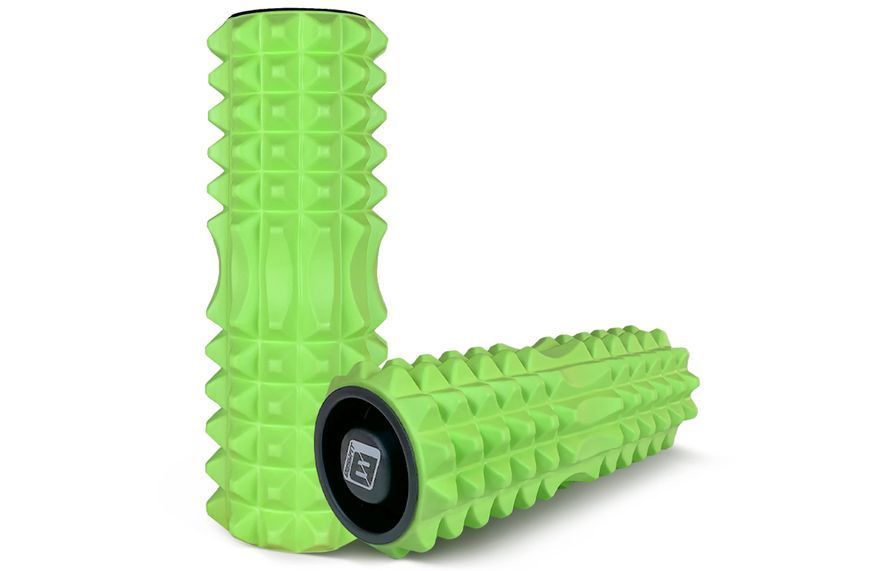 Массажный ролик для спины EasyFit Grid Roller 33 см v.1.2 усиленный с заглушками салатовый EF-2022a-GN фото