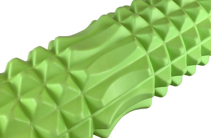 Массажный ролик для спины EasyFit Grid Roller 33 см v.1.2 усиленный с заглушками салатовый EF-2022a-GN фото