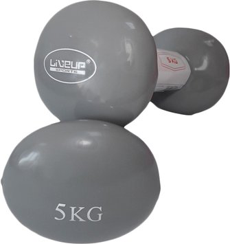 Гантелі для фитнесу вініловові LiveUp Vinyl Dumbbell Egg Head по 5 кг (2шт*5кг) LS2001-5 фото