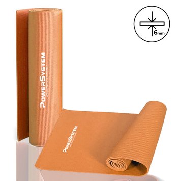 Килимок для фітнесу та йоги Power System Fitness-Yoga Mat PVC помаранчевий (173смx61смx0.6см) PS-4014_Orange фото