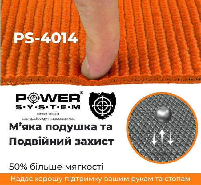 Килимок для фітнесу та йоги Power System Fitness-Yoga Mat PVC помаранчевий (173смx61смx0.6см) PS-4014_Orange фото