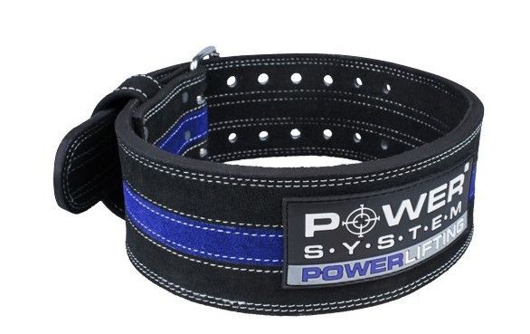 Пояс для пауэрлифтинга Power System PowerLifting PS-3800 кожаный PS-3800_M_Black_Blue фото