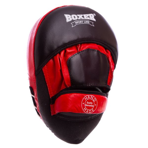 Лапи боксерські Вигнуті Boxer ЕЛІТ 23x19x4,5см чорно-червоні 2013-01(R) фото