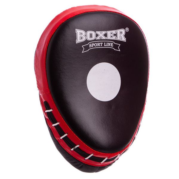 Лапи боксерські Вигнуті Boxer ЕЛІТ 23x19x4,5см чорно-червоні 2013-01(R) фото