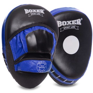 Лапи боксерські Вигнуті Boxer ЕЛІТ 23x19x4,5см чорно-сині 2013-01(BL) фото