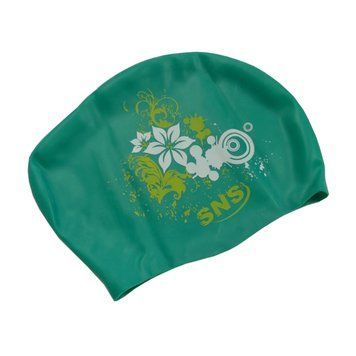 Шапочка для плавания для длинных волос flowers зеленая KW-3З KW-3З фото