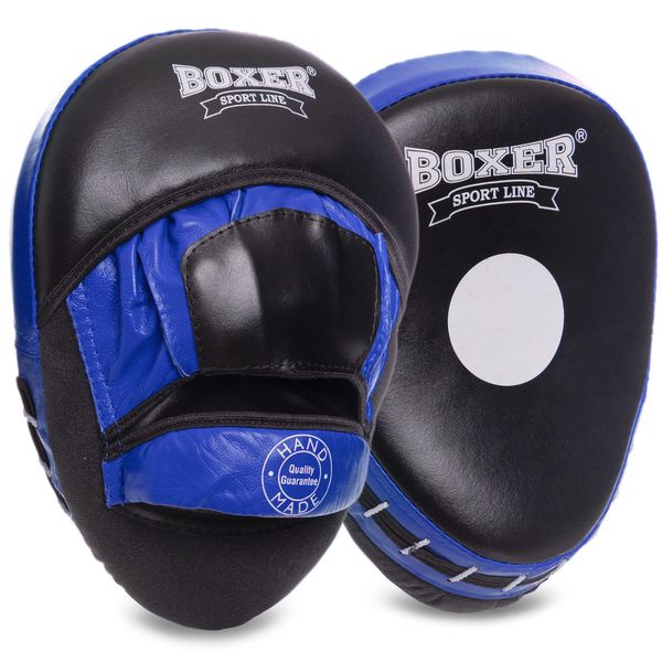 Лапы боксерсие Изогнутые Boxer ЭЛИТ 23x19x4,5см черно-синие 2013-01(BL) фото