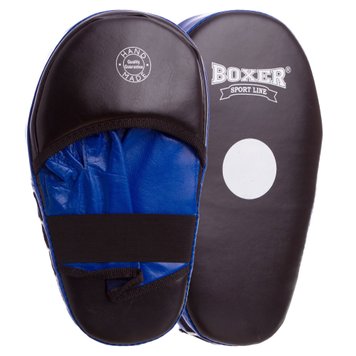 Лапа для боксу шкіряна Пряма подовжена Boxer 38х18х4,5см чорно-синя 2006-01(BL) фото