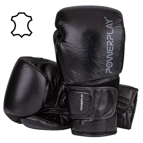 Боксерские перчатки кожаные Power Play Magnum 3087 черные PP_3087_10oz_Black фото