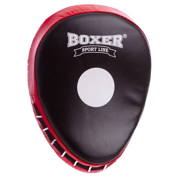 Лапа Вигнута для боксу шкіряна Boxer 23х19х4см чорно-червона 2010-01(R) фото