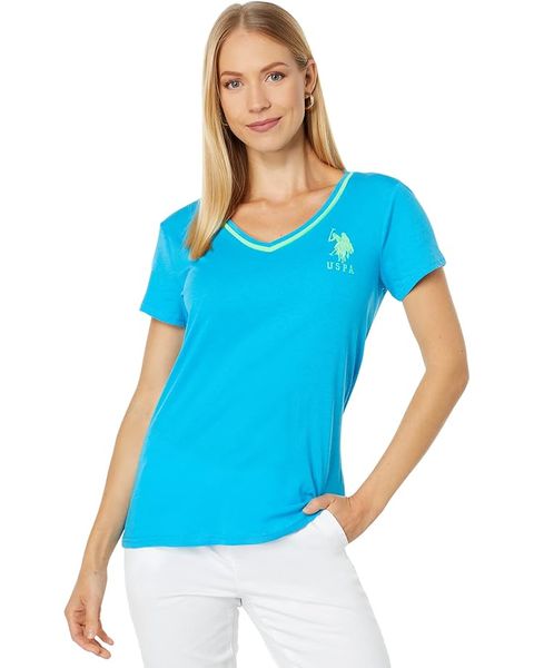 Футболка женская US Polo голубая 214972OH-hsdf 214972OH-hsdf фото