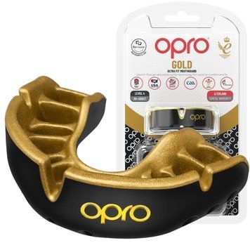Капа боксерская Opro Gold детская (возраст до 11 лет) черно-золотая Gold_Jr_Black/Gold фото