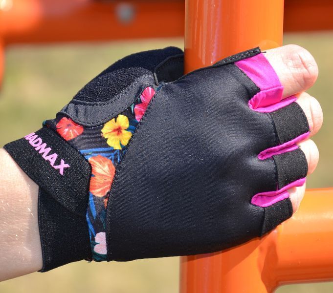 Рукавички для фітнесу та залу Mad Max Flower MFG-770 чорно-рожеві MFG-770 фото