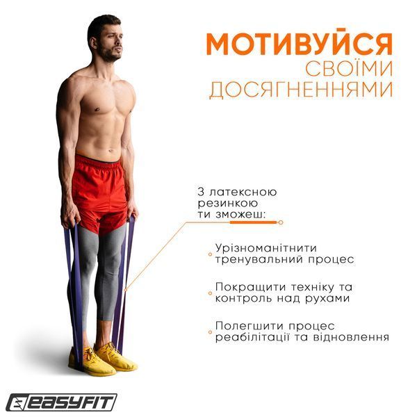 Гумка для підтягування на турніку та тренувань EasyFit 15-45 кг (2080*32*4,5мм) фіолетова EF-2654-4 фото
