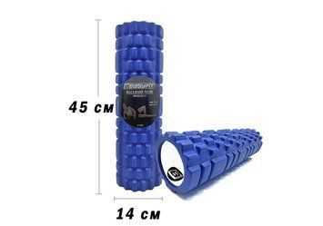 Масажний ролер для спини EasyFit Grid Roller 45 см v.2.1 синій EF-2027-BL фото