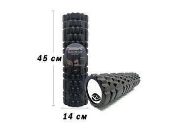 Масажний ролер для спини EasyFit Grid Roller 45 см v.2.1 чорний EF-2027-BK фото