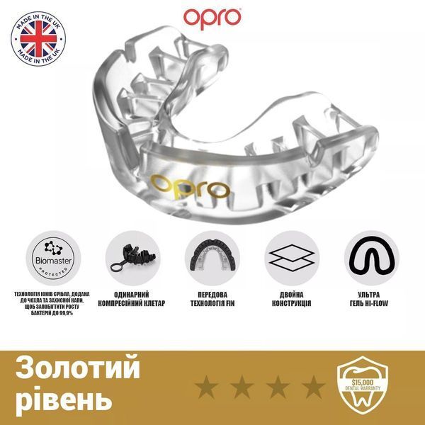 Капа для бокса Opro Gold для детей (возраст до 11 лет) прозрачная Gold_Jr_Clear фото