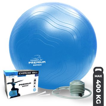 Мяч для фитнеса упрочненный PowerPlay 4000 Premium 65см Anti-Burst + синий насос PP_4000_65cm_Blue фото