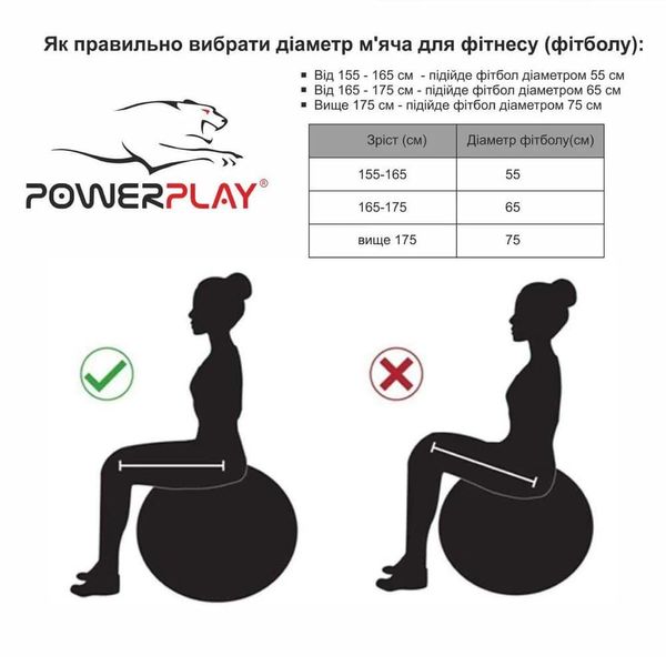 Мяч для фитнеса упрочненный PowerPlay 4000 Premium 65см Anti-Burst + синий насос PP_4000_65cm_Blue фото