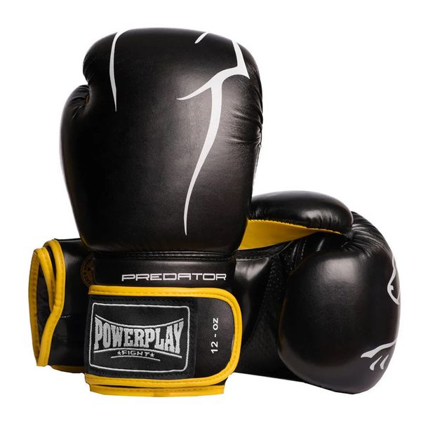 Боксерські рукавиці Power Play Jaguar 3018 чорні-жовті PP_3018_8oz_Black/Yellow фото